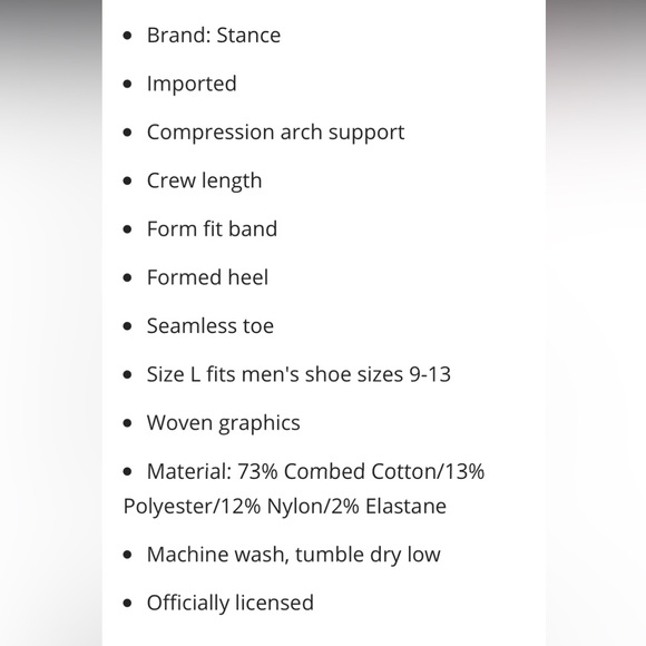 STANCE MEN’S WASHINGTON WIZARDS CRYPTIC CREW NBA SOCKS SIZE LARGE IN BLACK NWT - Picture 5 of 6